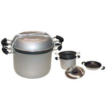Alu Kochset mit Edelstahldeckel 4 teilig