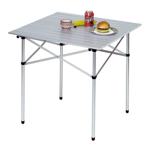 Alu Campingtisch mit Alu Rollplatte - 70 x 70 cm