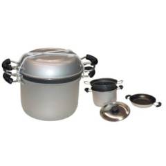 Alu Kochset mit Edelstahldeckel 4-teilig