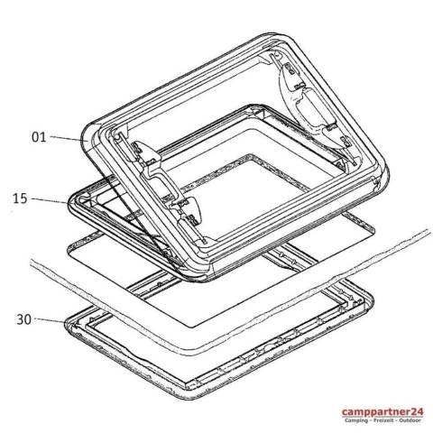 Dometic Glasrahmen komplett grau fr Heki 1