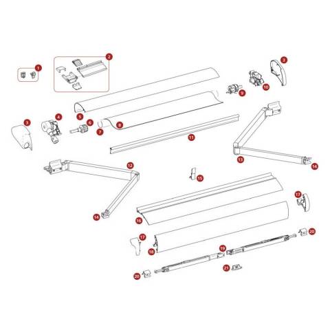 Sttzfu 144 cm fr Markisenlnge 3 - 3,25 m