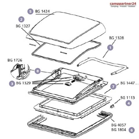 Dometic Ersatzglas komplett fr Mini Heki