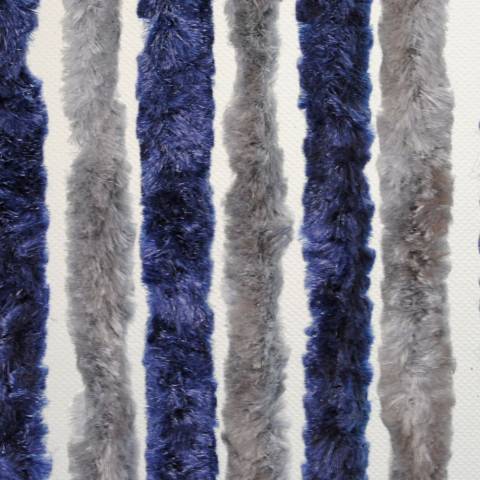 Chenille Trvorhang 56 x 175 cm - blau/silber