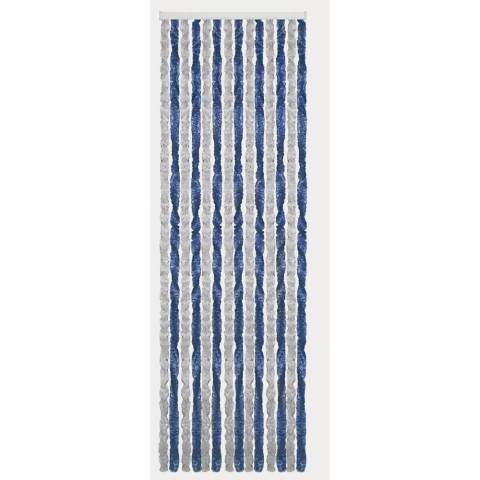 Chenille Trvorhang 56 x 185 cm - blau/silber