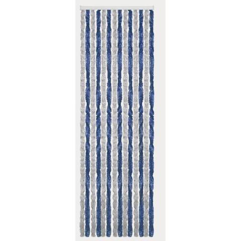 Chenille Trvorhang 70 x 205 cm - blau/silber