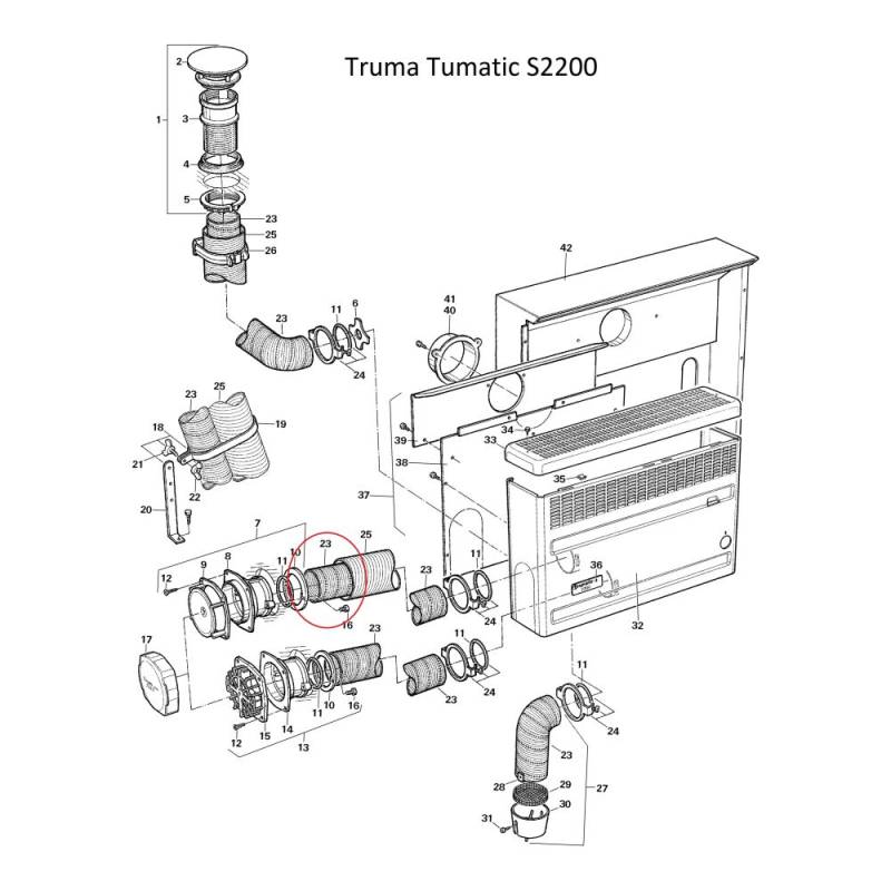 Truma Trumatic Abgasrohr AE3 Edelstahl 55 mm