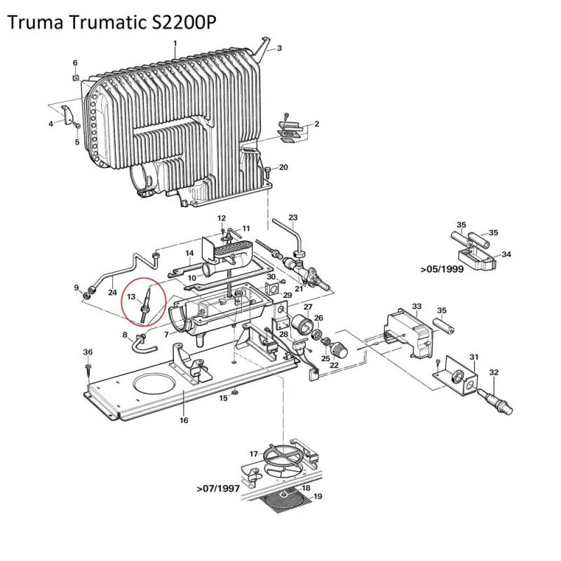 Truma Trumatic - Thermoelement 25 cm + Mutter